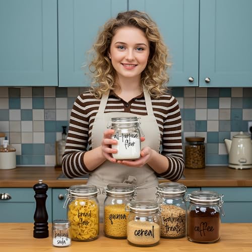 168PCS Clear Waterproof Labels for Food Containers - Pantry Labels for Containers Jars Container Boxes - Preprinted and Blank Food Organization Stickers