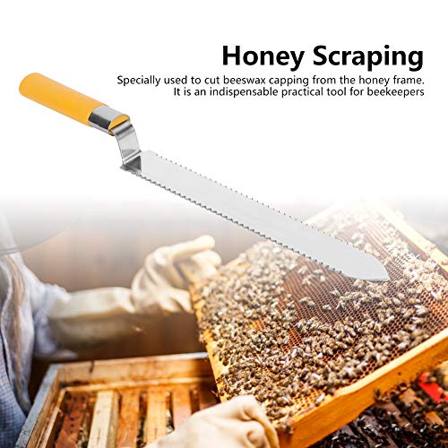 Stainless Steel Uncapping Knife Beekeeping Serrated Beekeeping Knife, Bee Hive Knife Cutter Blade Beekeeper Equipment Bee Hive Tool for Harvesting Extracting Honey