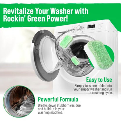 Rockin' Green Deep Cleaning and Deodorizing Tablets for Dishwashers, Washing Machines, and Garbage Disposals, Removes Odor and Residue (Washing Machine Cleaning Tablets, 8 Pack) - size: 1 Count (Pack of 8), style: Washing Machine Cleaning Tablets