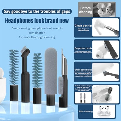 Keyboard Cleaning Kit Laptop Cleaner, 32-in-1 Computer Screen Cleaning Brush Tool, Multi-Function PC Electronic Cleaner Kit for iPad iPhone Pro, Earbuds, Camera Monitor(Black) - color: Black1