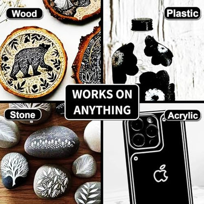 Acrylic Paint Pens Waterproof Markers 2 White Permanent Marker Pens Acrylic Pens for Rock Painting Glass Stone Ceramic Metal Fabric Pebble Painting pens Craft Supplies - color: White