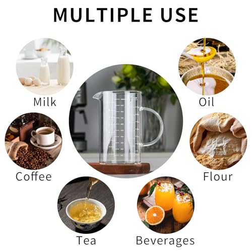 1000ml/4 Cup Measuring Cup,Glass Measuring Cup with Handle,Measuring Pitcher for Kitchen,Baking,Cooking,Restaurant