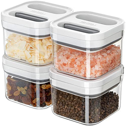 MR.SIGA 4 Pack Airtight Food Storage Container Set, BPA Free Kitchen Pantry Organization Canisters, One-handed Airtight Cereal Snack Candy Storage Containers, 360ml / 12.2oz, Small, White - color: White