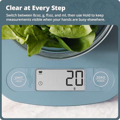 Greater Goods Food Scale – Digital Kitchen Scale, 1g Precision, Easy-Tare & Quick Conversion, Slim Compact Design, Durable & Portable | Ideal for Cooking, Baking & Meal Prep (Stone Blue) - color: Stone Blue
