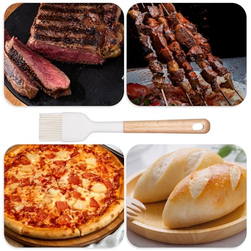 Silicone Basting Pastry Brushes, 2 Pcs Heat Resistant Pastry Brush with Wooden Handle, Oil Brush Food Cooking Brushes Kitchen Utensils for BBQ, Butter, Sauce, Marinade, Baking, Grill Dishwasher Safe