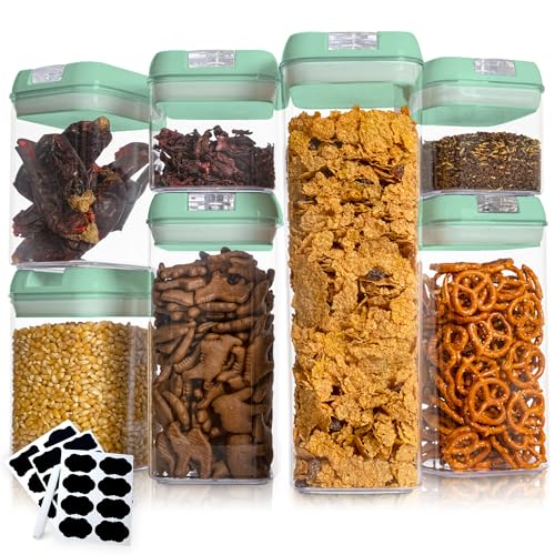 Cheer Collection Airtight Food Storage Containers, Kitchen Storage Containers for Pantry, Set of 7 Food Containers with Lids Airtight, Pantry Storage Containers & Organizers with Lids, Mint Green - color: Mint Green