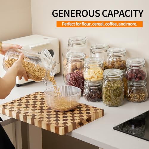 5 Pack 25oz Food Storage Jars with Airtight Lids, Preserving Seal Wire Clip Fastening Glass Containers, Canisters for Kitchen Organization, Flour, Cereal, Pasta, Sugar, Beans, Pickling Jars(25 Oz*5) - size: 25 Oz*5