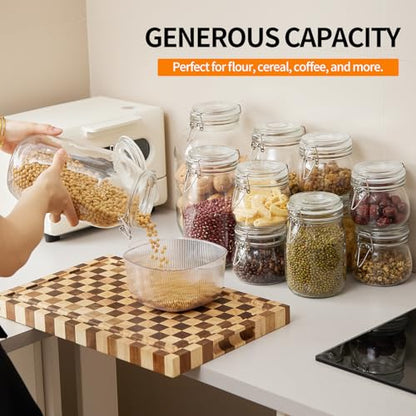 6 Pack 17oz Food Storage Jars with Airtight Lids, Preserving Seal Wire Clip Fastening Glass Containers, Canisters for Kitchen Organization, Flour, Cereal, Pasta, Sugar, Beans, Pickling Jars (17 Oz*6) - size: 17 Oz*6