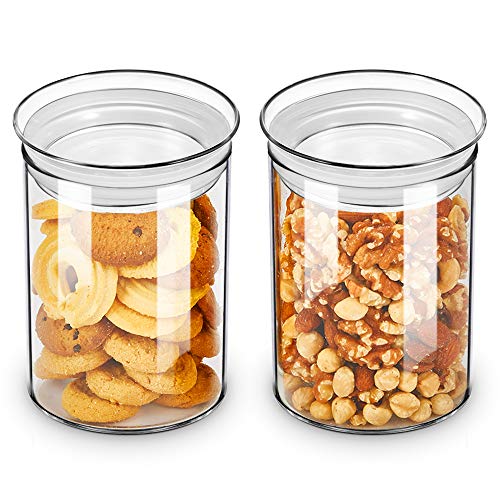 ZENS 27oz Glass Jars with Airtight Lid Set of 2, Clear Glass Storage Containers, Glass Kitchen Canisters with Airtight Lids, Coffee Jars for Brown Sugar, Pantry Organization - size: 6-27oz 2Pack