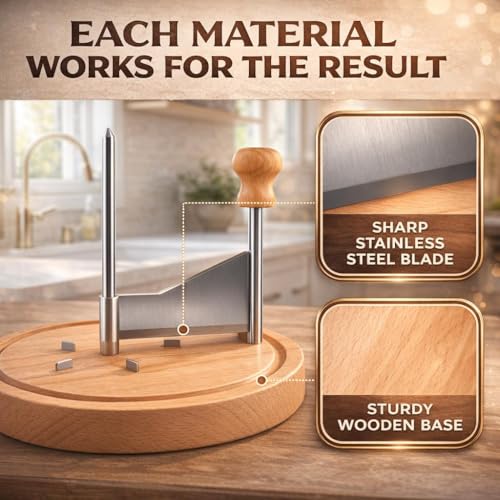 Cheese Curler Slicer, Stainless Steel Sharp Blade, Rose Shaped Cuts-Cheese and Chocolate Curler Tool Wooden Base Cheese Shaver Suitable for Home Parties, Restaurants, Cafes
