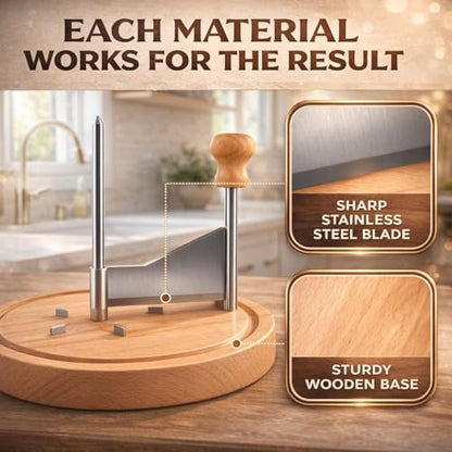 Cheese Curler Slicer, Stainless Steel Sharp Blade, Rose Shaped Cuts-Cheese and Chocolate Curler Tool Wooden Base Cheese Shaver Suitable for Home Parties, Restaurants, Cafes