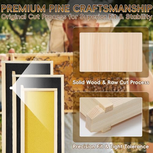 10-Frame Langstroth Beehive Beeswax Coated, 3 Layer Complete Bee Hive Kit Include Bee Frames and Waxed Foundation Sheets for Beekeeping (2 Deep Boxes & 1 Medium Box)