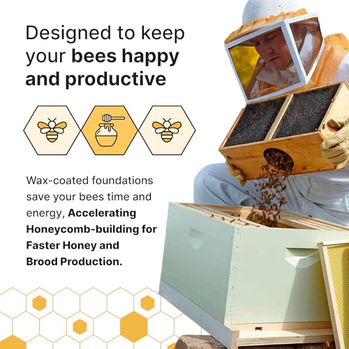Mann Lake 10-Frame Deep Hive Kit, Fully Assembled 9⅝" Bee Hive Body with 10 Frames & Beeswax-Coated Plastic Foundation for Brood Replacement, Colony Growth & Honey Production, Made in USA, Painted - color: Assembled, Paint