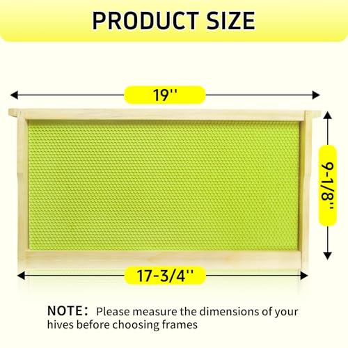 10 Pack Deep Frames for Bee Hives Unassembled Deep Wood Bee Frames with Food Grade Beeswax Coated Foundations Sheets Kit for Beehives, 9-1/8-inch, Green