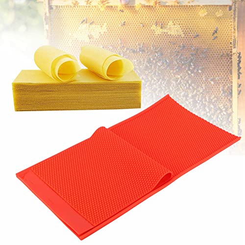 2Pcs Beeswax Sheet Mold, Natural Beeswax Sheet DIY Rubber Comb Foundation Press Mold Beekeeping Accessory Red