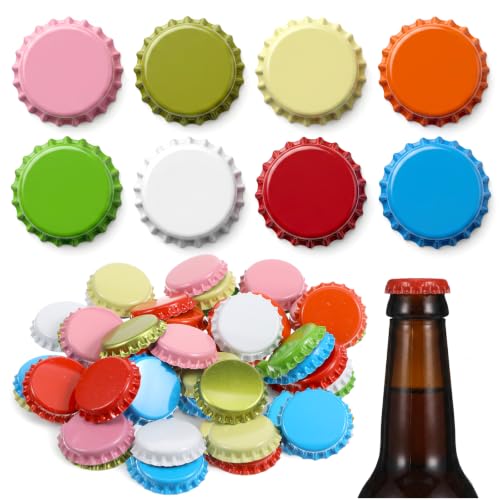 400 Pcs Beer Bottle Caps Oxygen Absorbing Crowns, Standard 26mm Bottle Caps for Homebrew, 8 Assorted Colors Metal Crown Cap for Glass Bottles, DIY Crafts