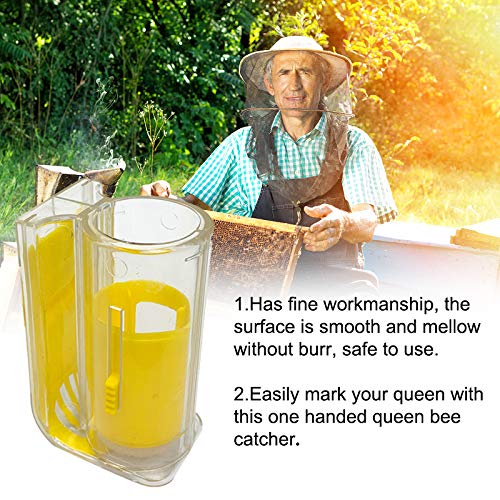Bee Queen Clips Catcher 5 PCS Plastic Transparent with Bee Queen Marker Bottle Beekeepers Mark Tool (Yellow Marker Bottle +5 pcs Clip)