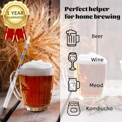 Hydrometer Set - for Mead, Wine, Kombucha and Home Brew Beer, Alcohol Tester Accessories Moonshine Still Kit Complete for Home Test Equipment-Specific Gravity Abv Tester