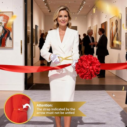Grand Opening Ribbon-Cutting Ceremony Kit – Includes Gold Scissors, Flower Ball, Red Ribbon & White Gloves,Suitable for all ribbon-cutting and inauguration ceremonies (Embossed Handle) - style: Embossed Handle
