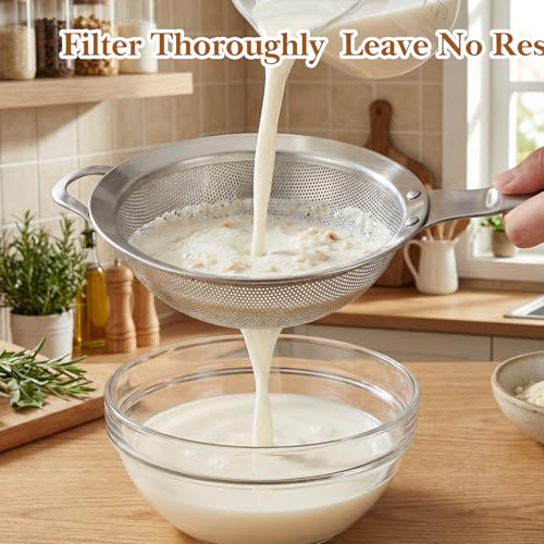 Kifmurase 2PCS Spider Strainer Skimmer Spoon Set Fine Mesh Stainless Steel Sieve Skimmer Ladle Colander with Handle, Large Hole Slotted Colander Frying Spoons for Kitchen Cooking Filter Food Residues