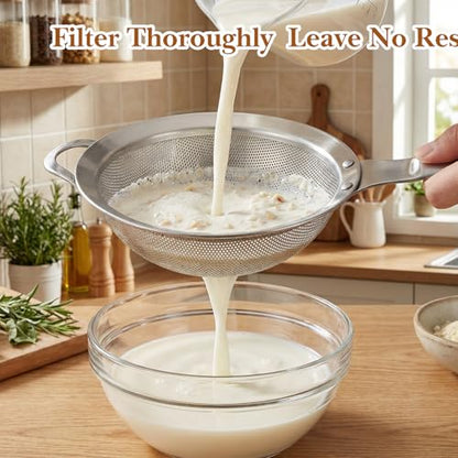 Kifmurase 2PCS Spider Strainer Skimmer Spoon Set Fine Mesh Stainless Steel Sieve Skimmer Ladle Colander with Handle, Large Hole Slotted Colander Frying Spoons for Kitchen Cooking Filter Food Residues