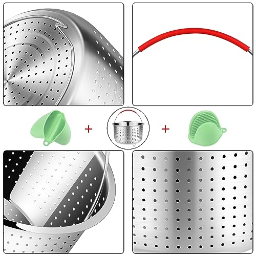 REDANT Steamer Basket for Instant Pot Accessories 3 qt - Strainer and Colander for Kitchen - Stainless Steel Vegetable Steamer for Cooking Broccoli, Pasta, Quinoa - with 2 Silicone Gloves, 3 Quart - size: 3 Qt - Steamer Basket