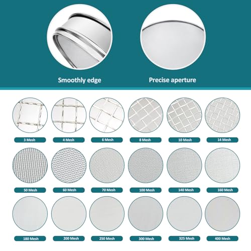 304 Stainless Steel Mesh Lab Sieve, 50 Mesh (0.355mm) Aperture Test Sieve, 7.9Inch(20cm) Diameter Economy Standard Analysis Sample Test Sieves for Industrial Laboratory Homes - size: 50Mesh(0.355mm)/Ф7.9in