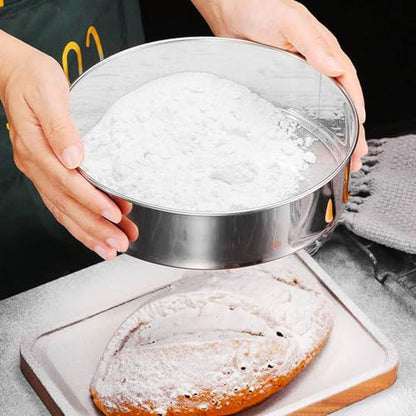 Flour Sifter for Baking 2 Pack, Round Flour Sifter Stainless Steel 6 Inch 60 Mesh and 8 Inch 40 Mesh Sieve Fine Meshs Flours Sieve Set for Baking Cake Bread Pastries - size: 6in 60 Mesh & 8in 40 Mesh