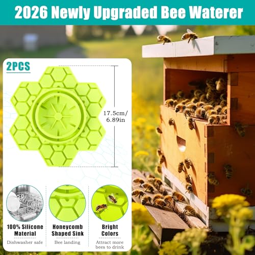 2 Pack Bee Feeder for Mason Jar, Silicone Bee Watering Station, Compatible with Regular and Wide Mouth, Bee Feeders for Hives, Beekeeping Supplies, Bee Waterer for Outside Garden(Yellow) - color: Yellow-2pack
