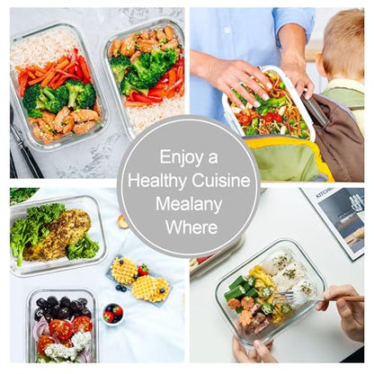 VERONES 10 Pack 22 OZ Glass Meal Prep Containers, Airtight Glass Lunch Containers Set, Food Storage Containers with Lids,BPA Free, for Microwave, Oven, Freezer & Dishwasher Friendly,White - color: White