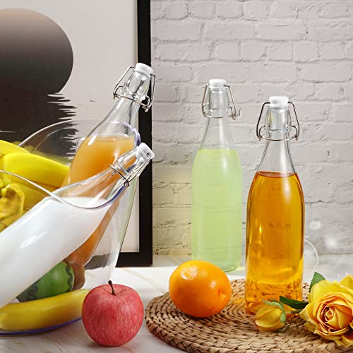 Aoriher 12 Pcs 25 oz Swing Top Glass Bottles 750 ml Glass Bottles with White Caps for Home Brewing Kombucha Homemade Juices Beer Water Oil Vinegar Soda Syrup Kefir Beverages - color: Clear, White