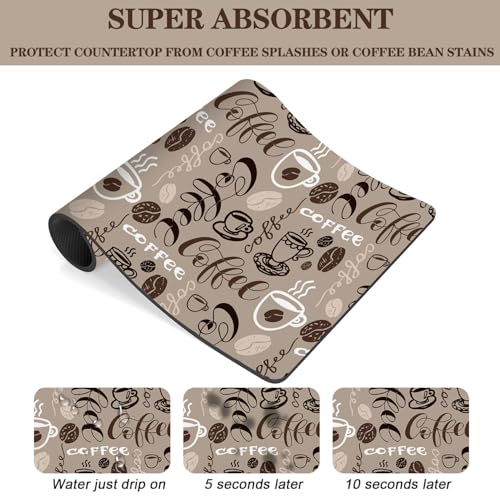 Coffee Mat - 12x19 Inch Countertop Absorbent Draining Pad for Coffee Maker, Espresso Machine & Dish Drying - color: Coffee-2