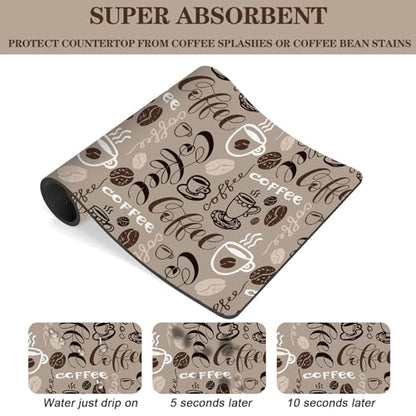Coffee Mat - 12x19 Inch Countertop Absorbent Draining Pad for Coffee Maker, Espresso Machine & Dish Drying - color: Coffee-2
