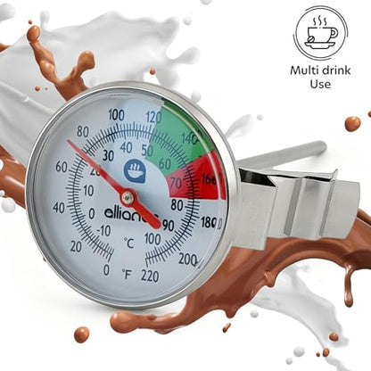 Milk Frothing Thermometer with Clip,White,One Size