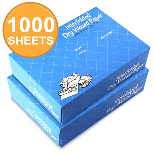 Fit Meal Prep 1000 Sheets 12 x 10.75” Dry Wax Paper Sheets for Food, Greaseproof Sandwich Wrapping, Interfolded Deli Wax Paper for Fries, Burgers, Food Basket, Made in USA - size: 12 x 10.75"