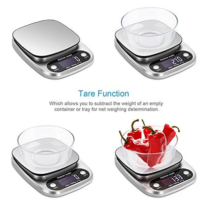 Digital Kitchen Scale for Cooking & Baking, Compact Food Scale with Digital Display, Unit Conversion, Tare Function, Lightweight Design for Home Cooks, Diet Trackers, Meal Prep