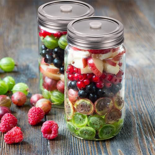 vacuum seal mason jar lids for FoodSaver Vacuum Sealer, Vacuum Seal Lid for 2.76 in Mason Jar,6 set regular mouth vacuum stainless Steel Lids for Food Storage +Accessory Hose - size: 70mm
