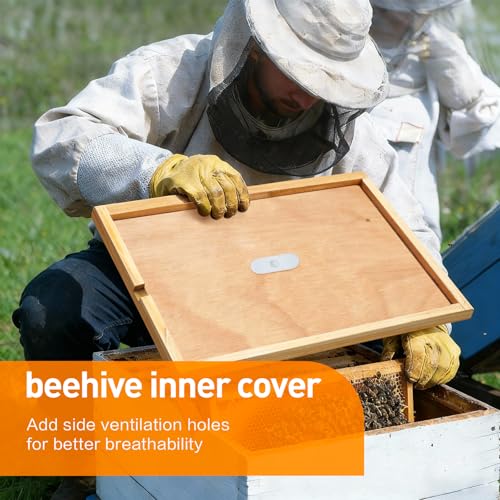 2 Pcs Beehive Inner Cover 10 Frame Beeswax Coating,Beehive Ventilated Inner Cover,Wooden Hive Box Cover with Feeding Hole for Beekeeping Tool,All eginners and Professional Beekeepers(2 Pcs)