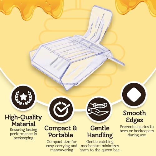 Flexzion Queen Catcher Clip (10 pcs) Transparent Plastic Cage Clips, Bee Catchers Trap Box Excluder One Hand Queen Catcher Beekeeping Tool for Beekeepers
