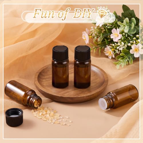Lallisa 100 Pcs 4 ml Amber Glass Vials with Black Screw Caps, and Plastic Stoppers, 1 Dram Small Leakproof Bottles Bulk, Mini Liquid Sample Vials for Essential Oils, Sample, DIY Craft - color: Amber with Black Cap, size: 4 ml