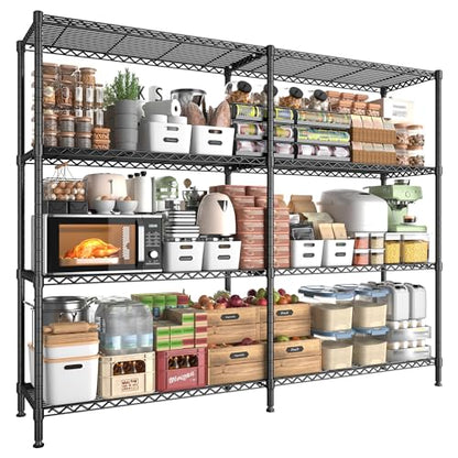5 Tier Metal Shelving Unit Storage Shelves Load 1500LBS,Adjustable Wire Shelving Pantry Shelves for Storage,Kitchen Shelves Storage Rack for Commercial Garage Shelving Heavy Duty,61.7"W*72.4"H*15.8"D - style: Black-15.8" Dx61.7" Wx72.4" H-5 Tier