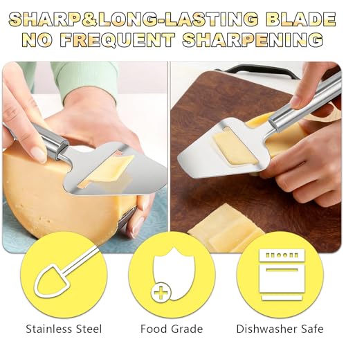 Cheese Curler Wheel,Multi-Functiona Cheese Shaver for Making Various Cheese | With Cheese Slicer,Stainless Steel Sharp Blade and Wooden Base for Restaurants, Cafes, and Dessert Shops, Home