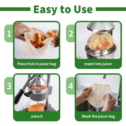 6 Pack Juice Bags, 8.66 x 8.66 Inch Juicing Bag for Cast Iron Juicer, Reusable Cheesecloth Bags for Straining, Fine Mesh Structure for Pure Juice, No Pulp or Seeds, with Drawstring, Round