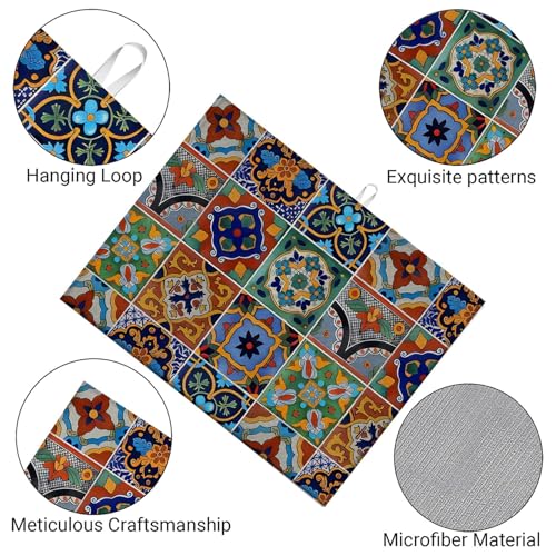 Talavera Mexican Tiles Dish Drying Mat For Kitchen Counter, Super Absorbent Microfiber Dish Drying Pad, Kitchen Gadgets For Easy Clean Multi-Use Large 18"x24" - color: Talavera Mexican Tiles