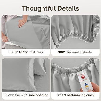 California Design Den 2-Pack 100% Cotton Bed Sheets Twin Size Sets - Luxury 600 Thread Count Sateen, Twin Sheets Set, Deep Pockets, Soft, Crisp and Durable Bedding - Light Grey - color: 09 - Light Grey, size: Twin (Pack of 2)