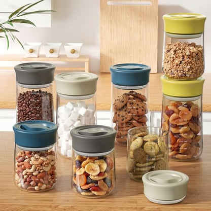 OURCABECUE Wide Mouth Mason Jar 27 oz, 2026 Upgrade 90° Rotating Lid Glass Storage Jar, Food Grade Overnight Oats & Yogurt Jar, Dry Snacks Candies jar - color: Grey, size: 27OZ