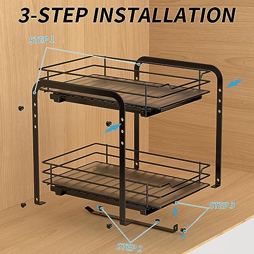 BOIVSHI Spice Rack, Pull Out Spice Racks Organizer for Cabinet, Height Adjustable Heavy Duty Metal Basket for Inside Cabinets & Pantry Closet (2 Tier,7.5''Wx10.5''Dx9.5''H) - size: 2 Tier,7.5''Wx10.5''Dx9.5''H