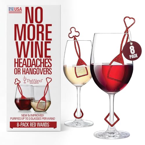 PureWine The Wand Wine Purifier - Red & White Wine Filters for Histamines & Sulfites, Sulfite Remover Sticks, Helps Allergies & Headaches, Gift Accessories for Women & Men - 8 Wands, Red - color: Red (8 Pack)