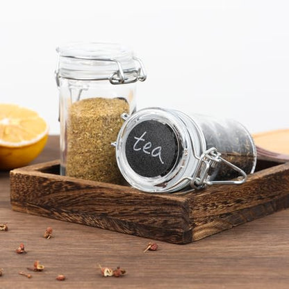 2.3 oz Small Glass Stash Jars with Labels, 12 Pack Mini Spice jars with Airtight Seal, Empty Spice Bottles with Silicone Rubber Gasket for Herb Tea Seasoning Storage