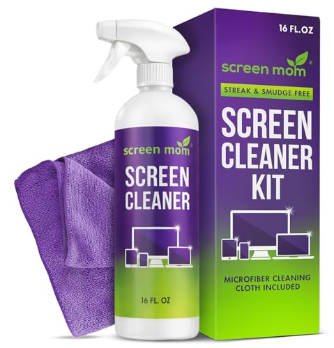 Screen Mom Screen Cleaner Spray and Microfiber Cloth 16oz Screen Cleaner Spray and Wipe for TV, Laptop, Computer, Phone, iPad, Car Screen Cleaning Kit Electronic Cleaner Spray - size: 16 Fl Oz (Pack of 1)